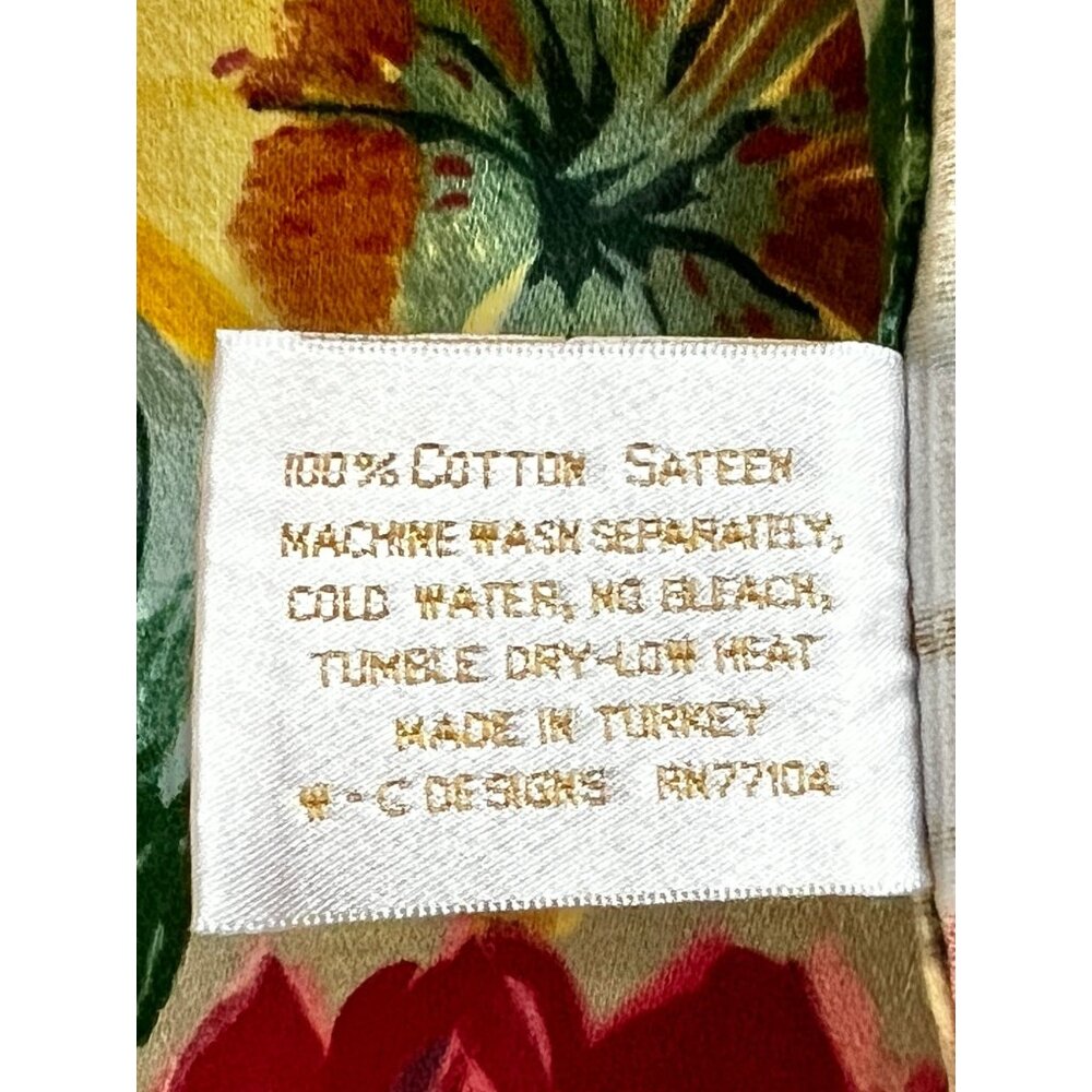 Waterford Floral Cotton Sateen Tablecloth 97" X 58.5" Multicolor on Green Cotton - Picture 10 of 15
